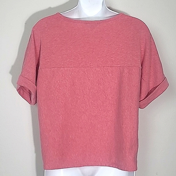 Banana republic short sleeve cropped sweatshirt Pink boat neck Relaxed Fit - Picture 3 of 6
